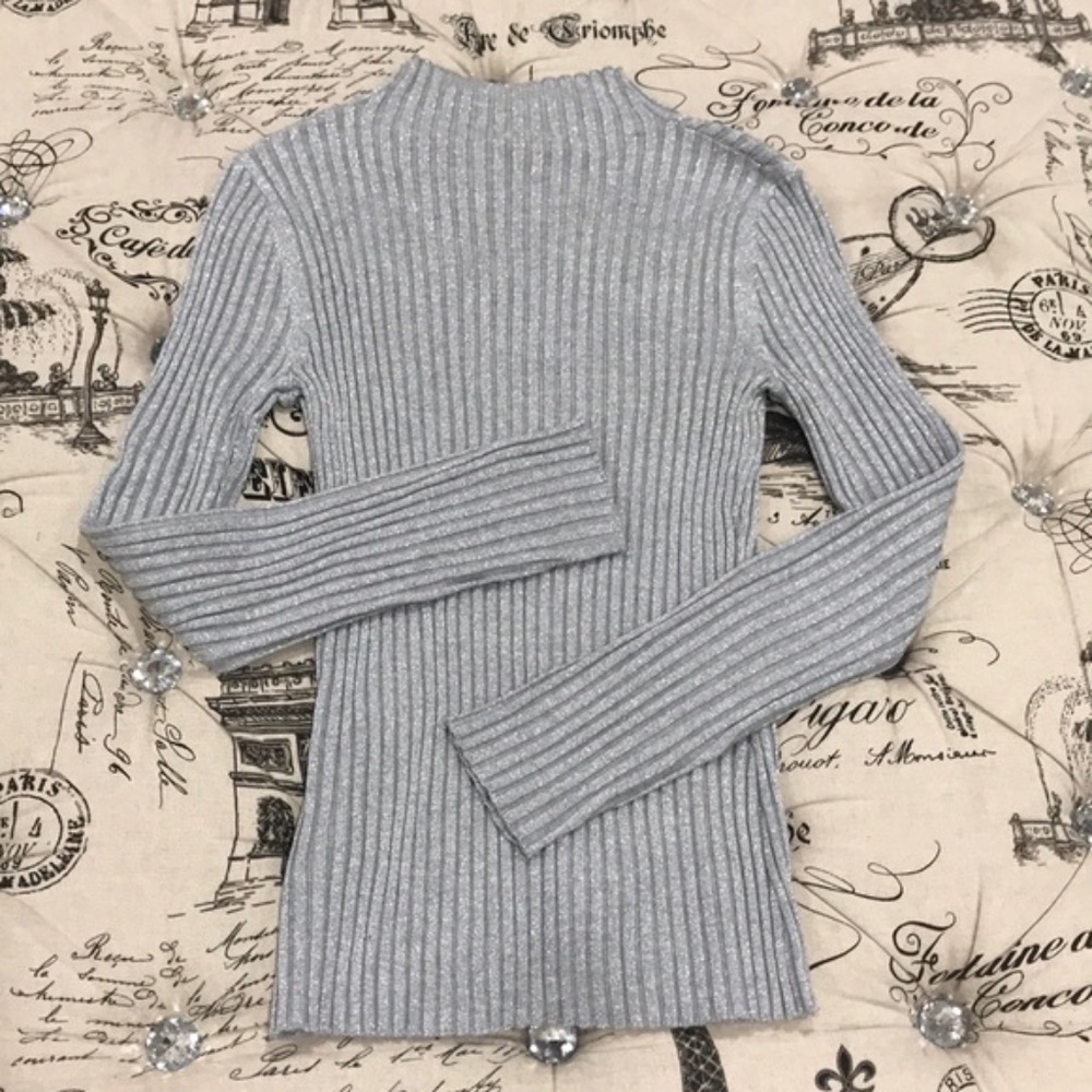 Court & Rowe Metallic Mock Neck Ribbed Sweater - Picture 5 of 6